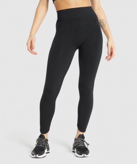 Women's Gymshark Pause Seamless Leggings Black | CA 5A7N83